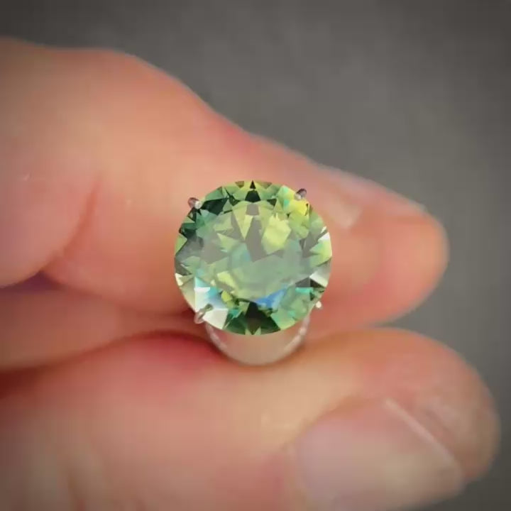 2.84ct Round Green/Blue/Yellow Parti Sapphire