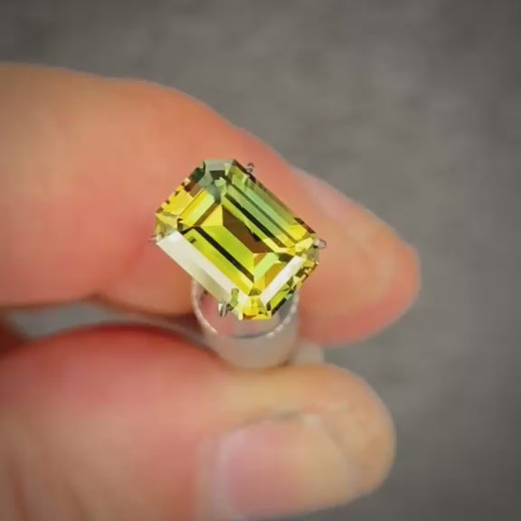 2.81ct Emerald Cut Yellow/Green Parti Sapphire