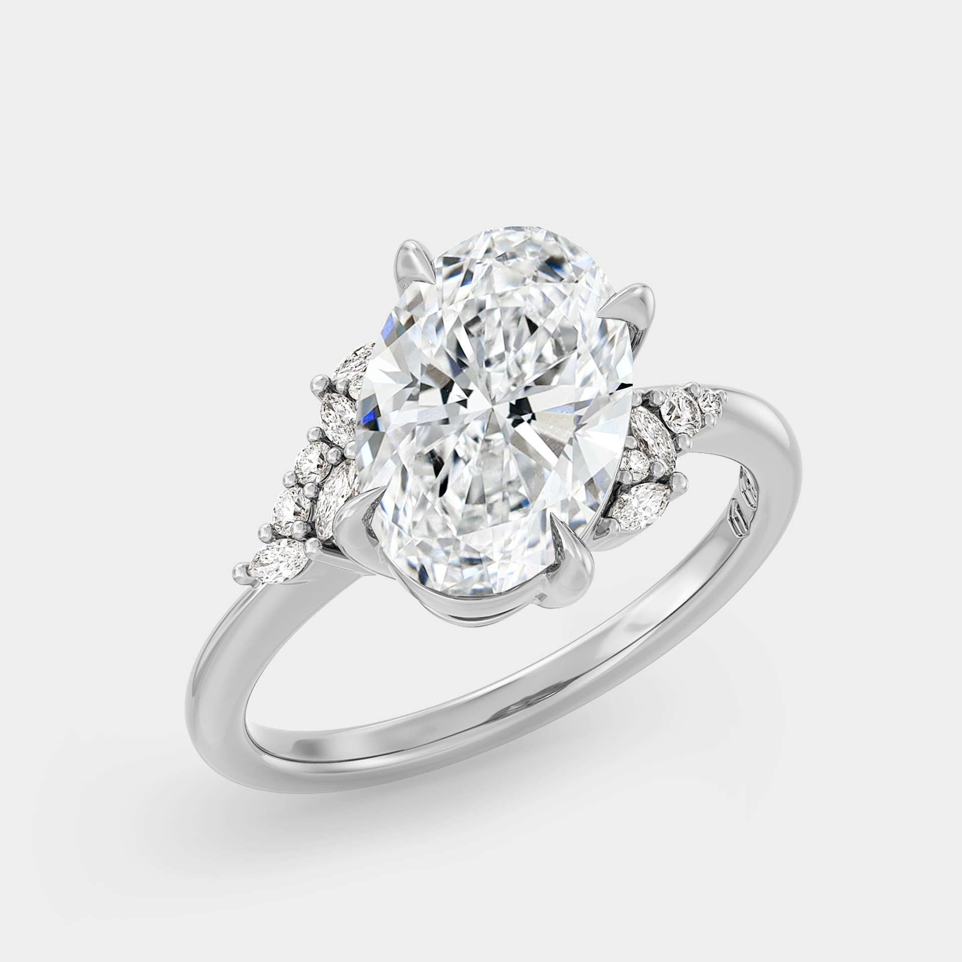 Offset Cluster of Lab Grown Oval Diamond