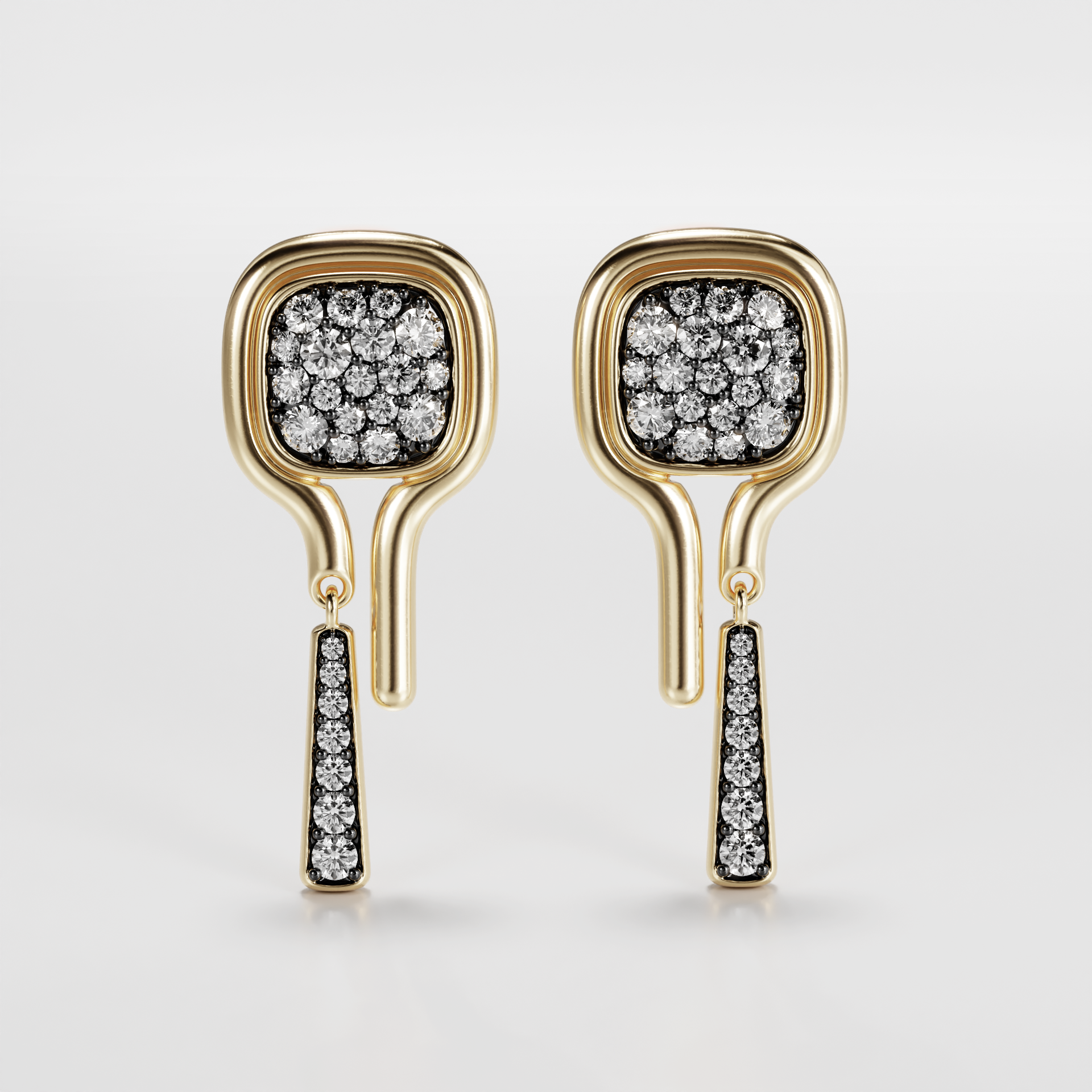 Soft Cushion of Blackened Pavé, Earrings