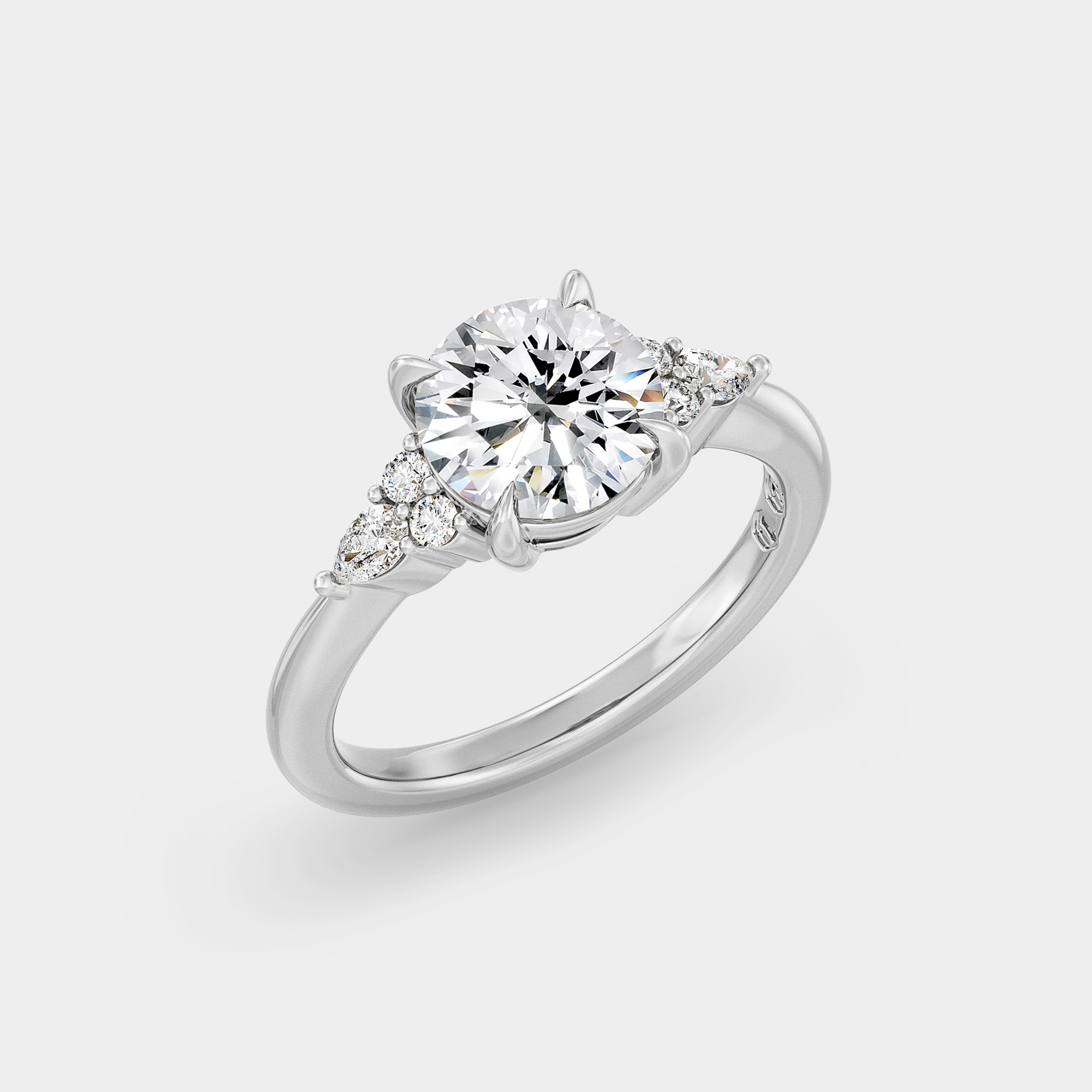 Symmetrical Cluster of Round & Pear Lab Grown Diamond