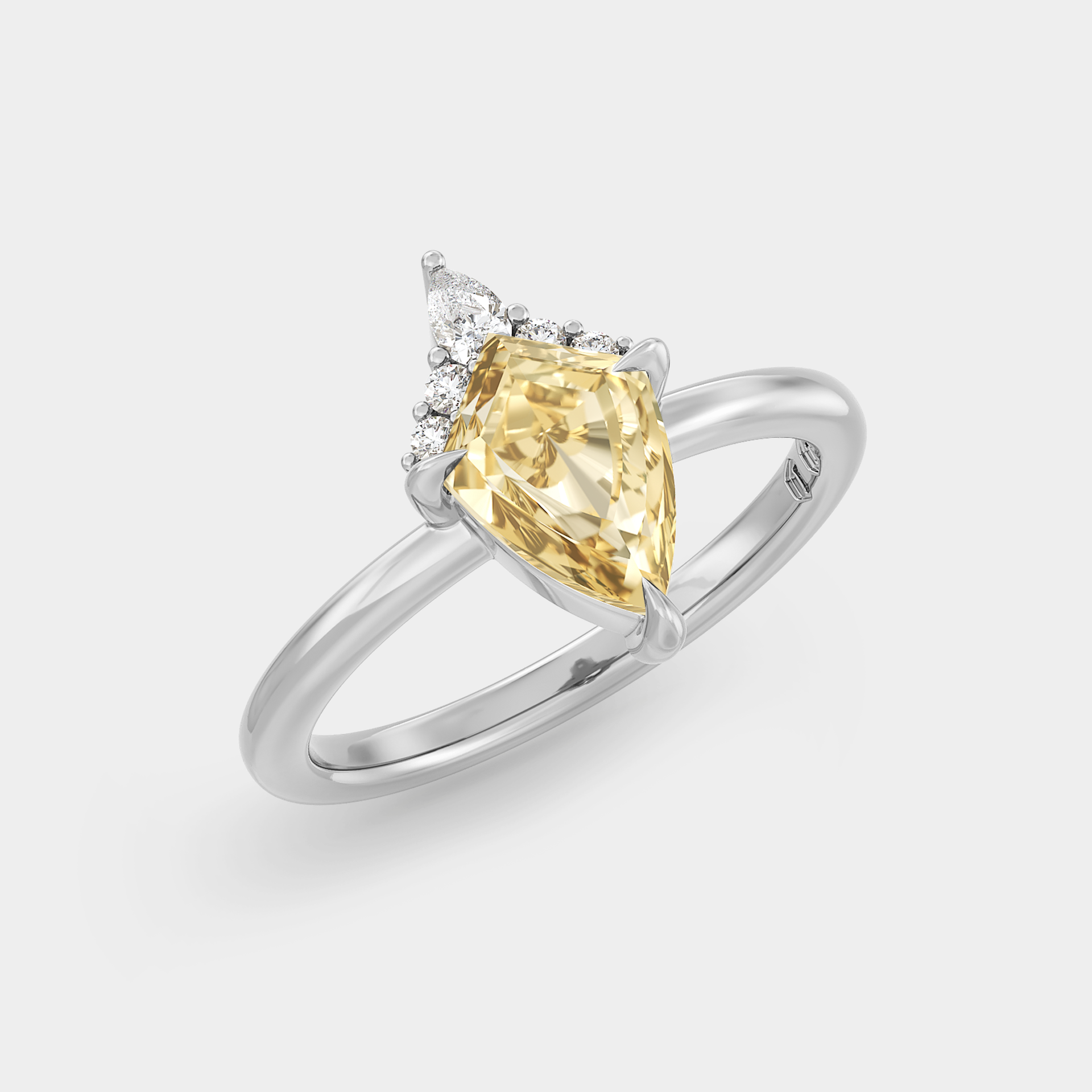 Cluster Crown of Shield Cut Lab Grown Yellow Diamond