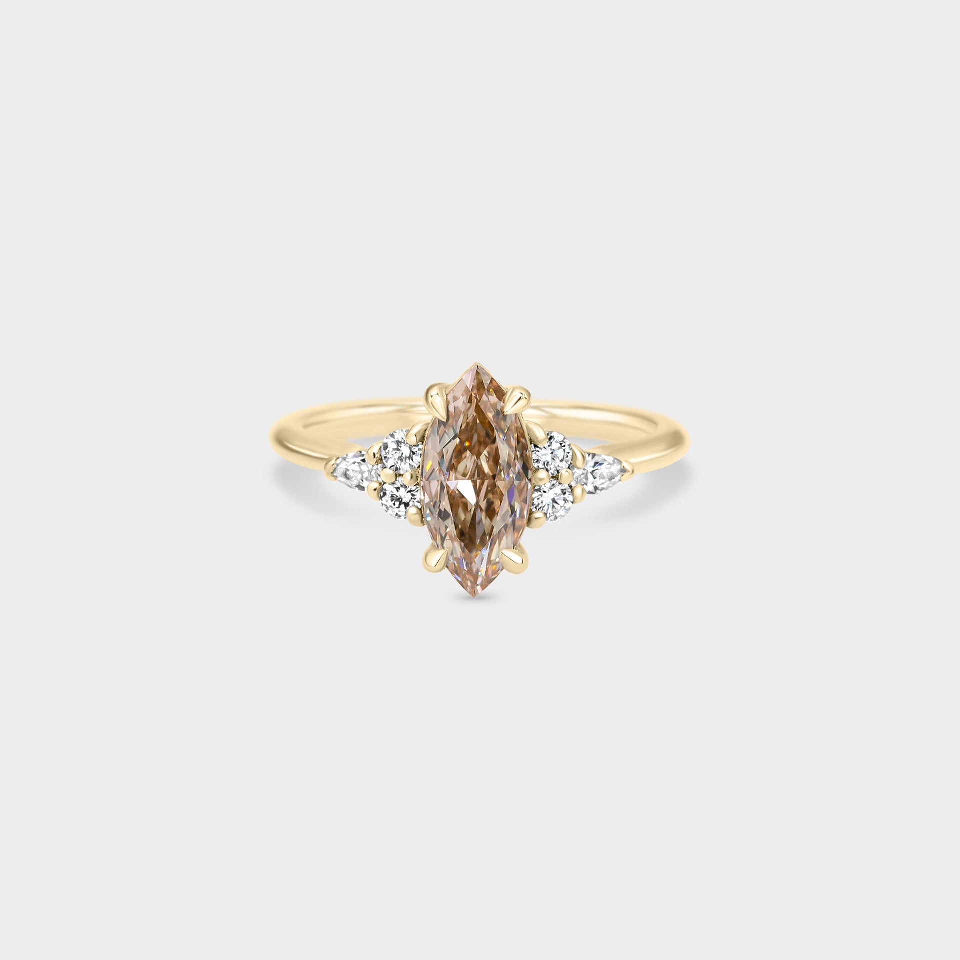 Symmetrical Cluster of Champagne Marquise Diamond - Laher -