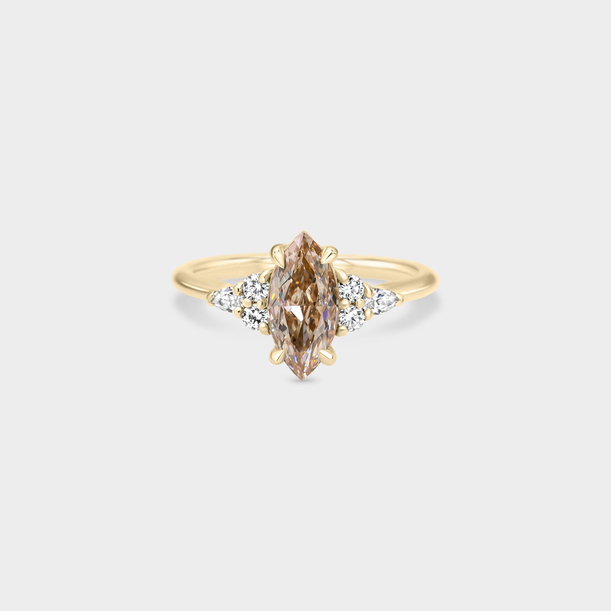 Symmetrical Cluster of Champagne Marquise Diamond - Laher -