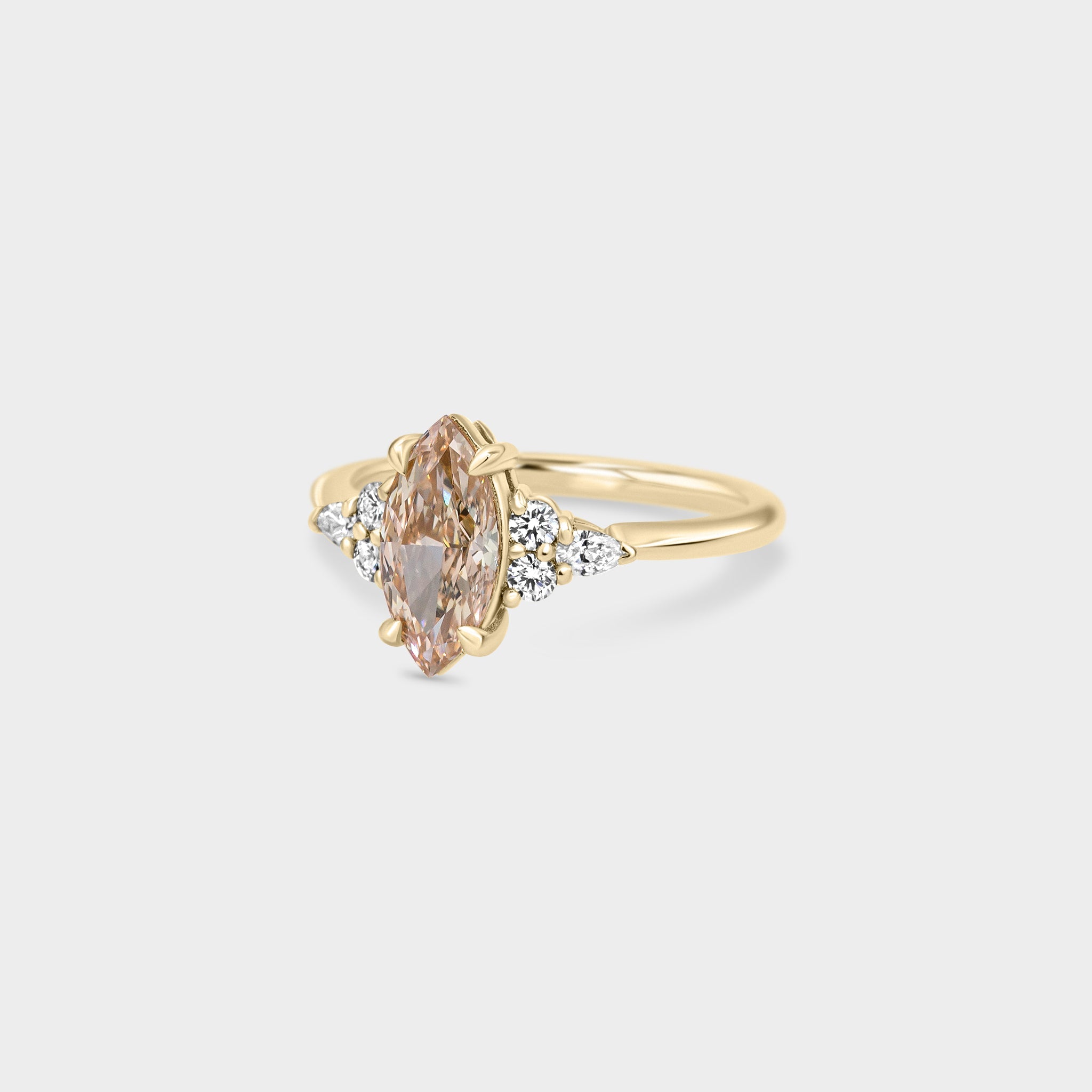 Symmetrical Cluster of Champagne Marquise Diamond - Laher -