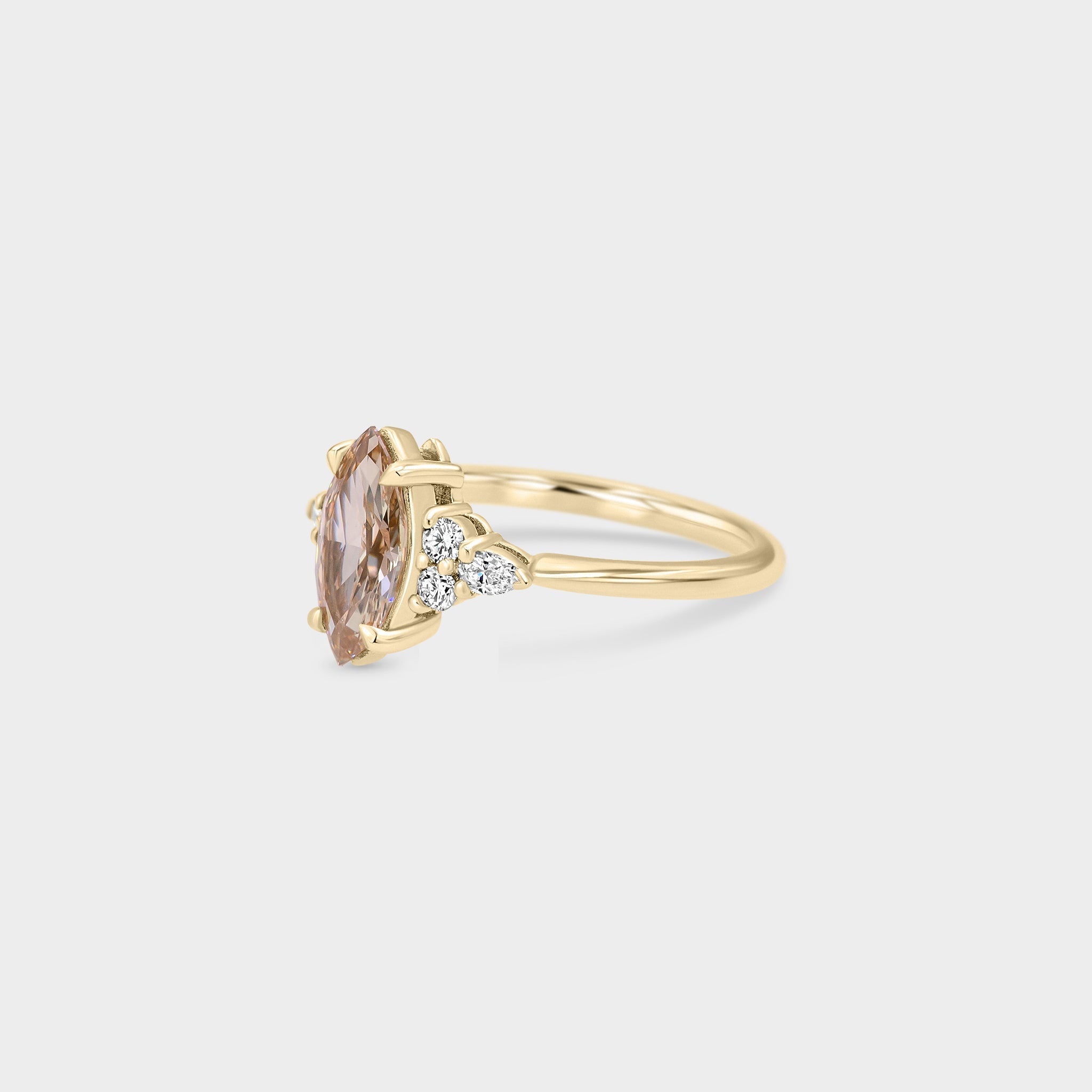 Symmetrical Cluster of Champagne Marquise Diamond - Laher -