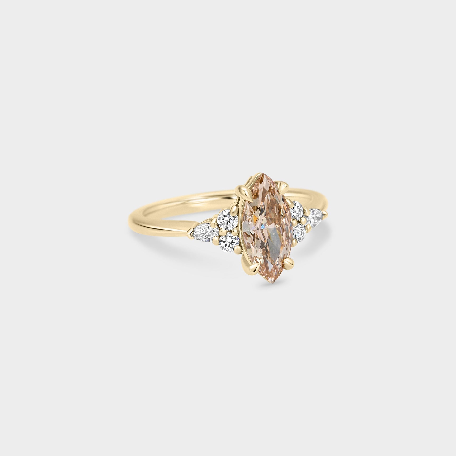 Symmetrical Cluster of Champagne Marquise Diamond - Laher -