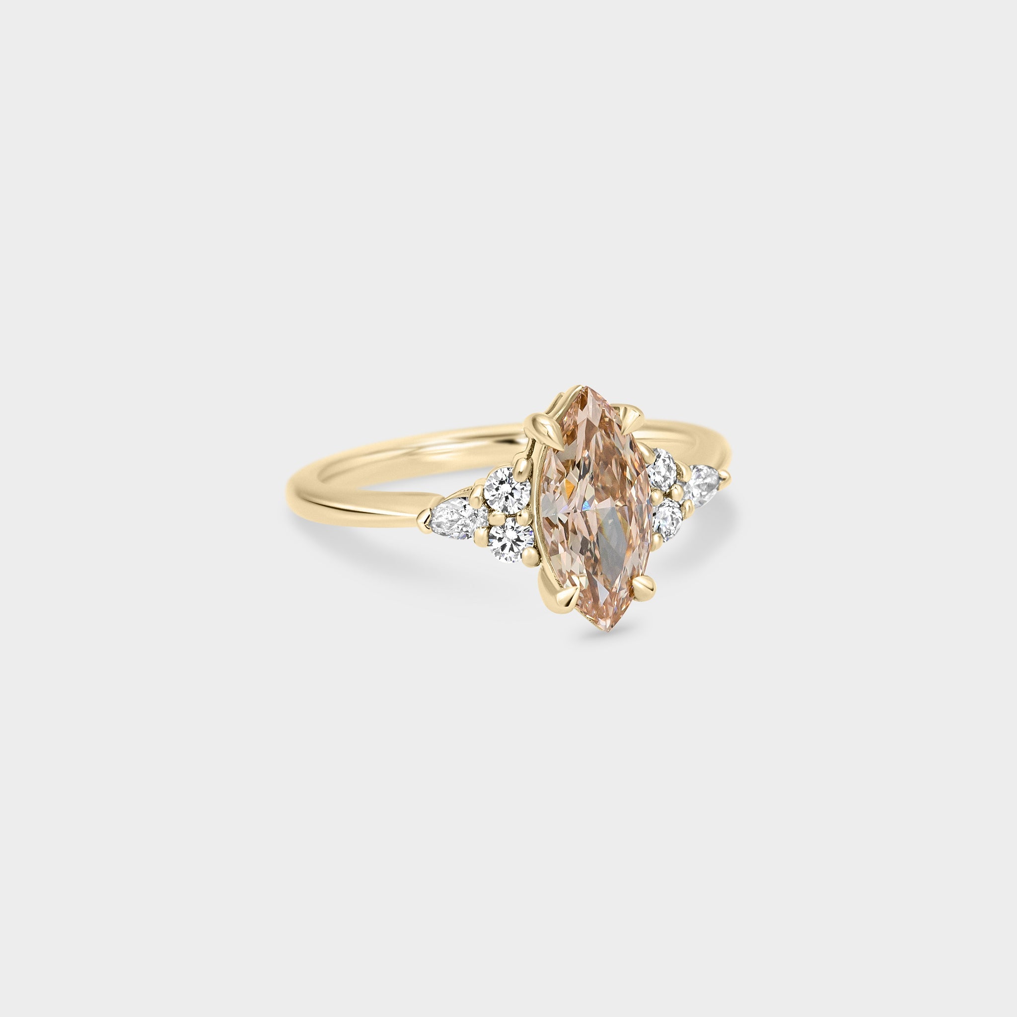 Symmetrical Cluster of Champagne Marquise Diamond - Laher -